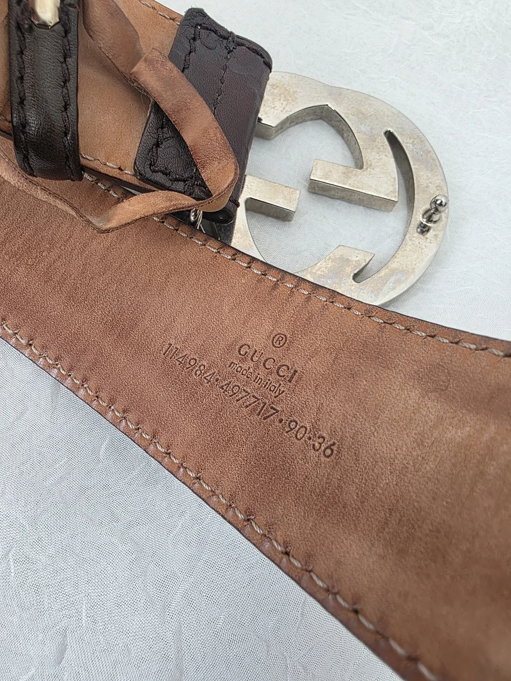 Auth Gucci Guccissima Double GG Leather Belt